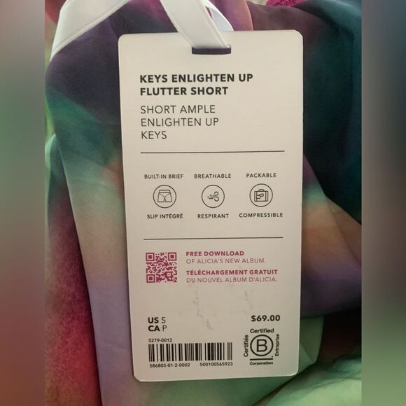 NWT New ATHLETA x ALICIA KEYS Enlighten Up Flutter Short  Rainbow Tie Dye S - Picture 6 of 6